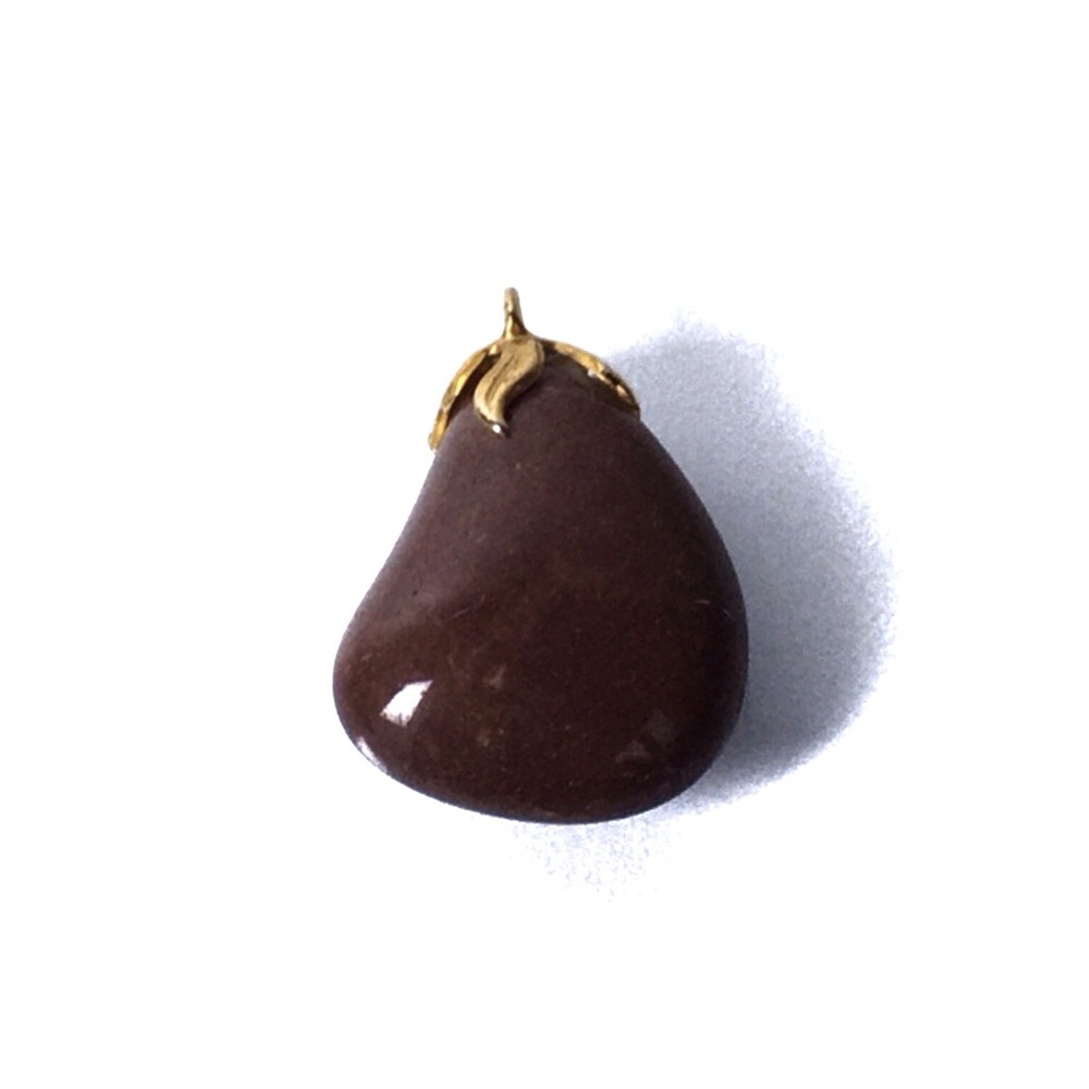 Gemstone Pendant Leaf Bail Looks Like Eggplant Or Fruit Most Likely Jasper 1”